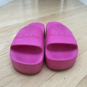 Balenciaga Logo Platform Slide Sandal